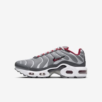 Nike Air Max Plus - Nagyobb Gyerek Air Max Trainers - Szürke/Szürke/Szürke/Piros